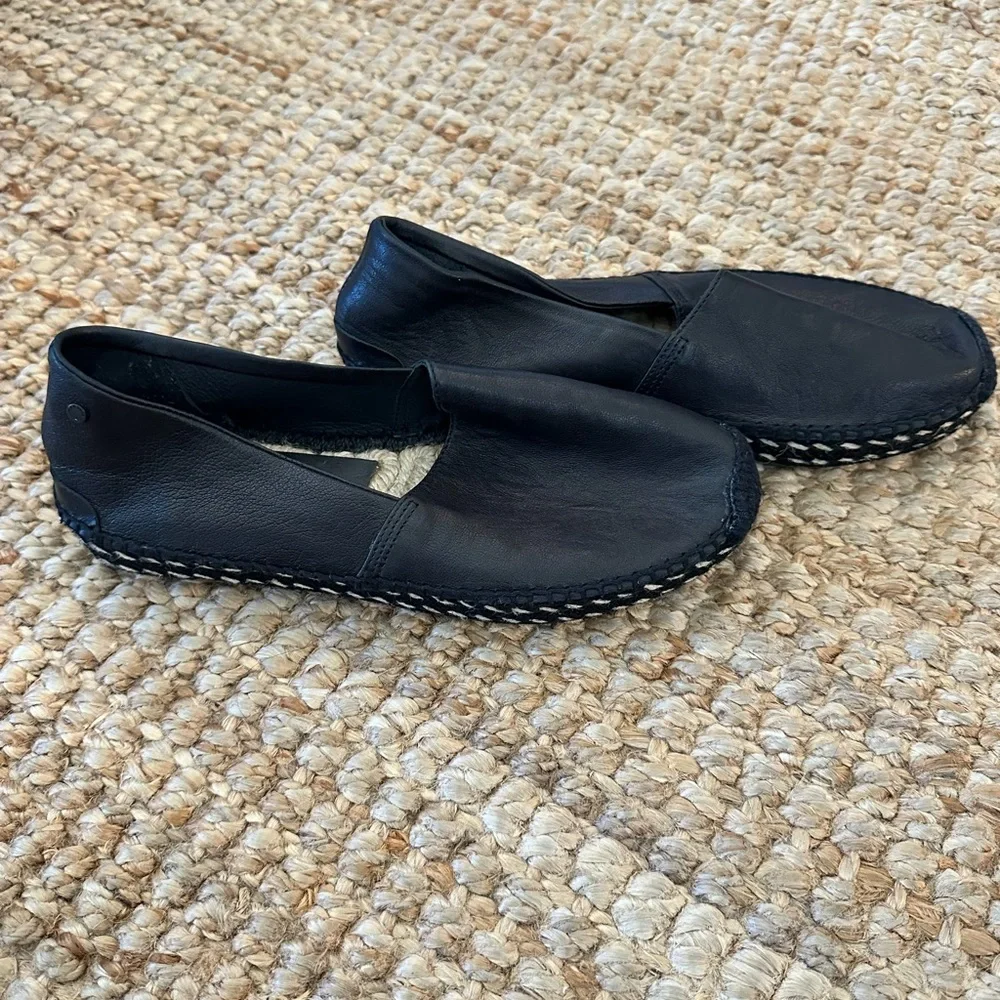 rag & bone Black Leather Espadrille Flats